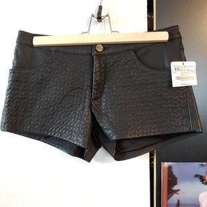 Zara Trafaluc faux leather embossed black shorts